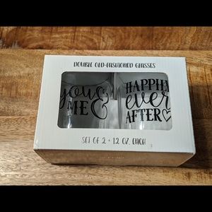 Double Old Fashion Glasses Set of 2 - Bridal Theme